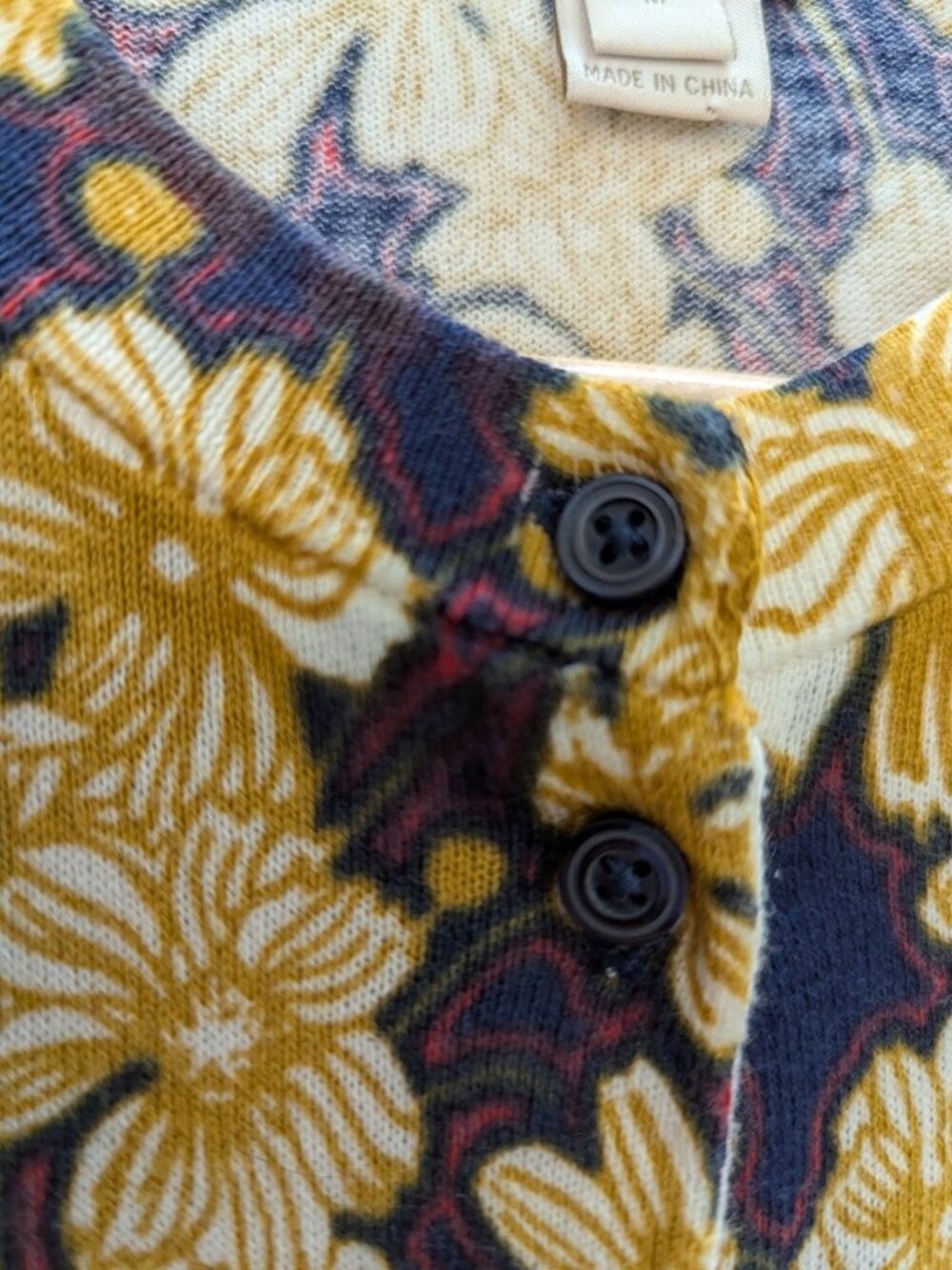 J.Crew M Cotton Floral Knitted Cardigan Navy Botanical Print Brunch Cottagecore - Picture 5 of 14